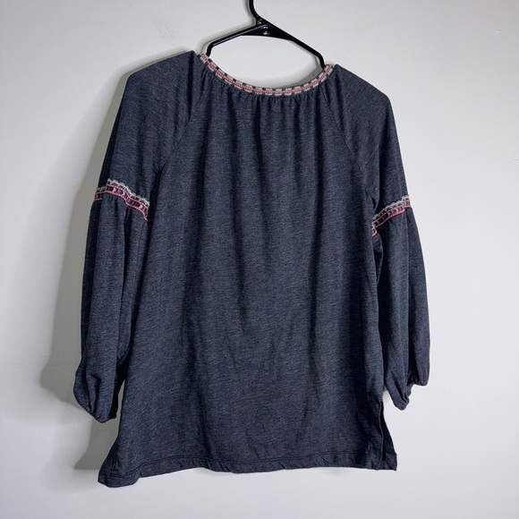 Johnny Was Gray Floral Embroidered Blouse - Picture 3 of 8